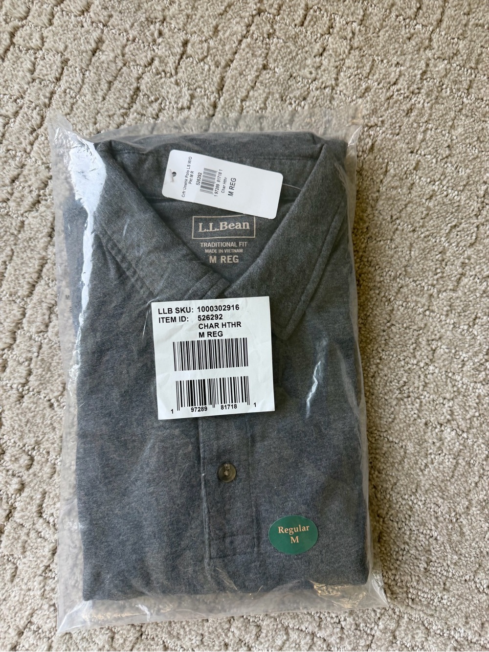 L.L. Bean Men’s Charcoal Heather Polo
